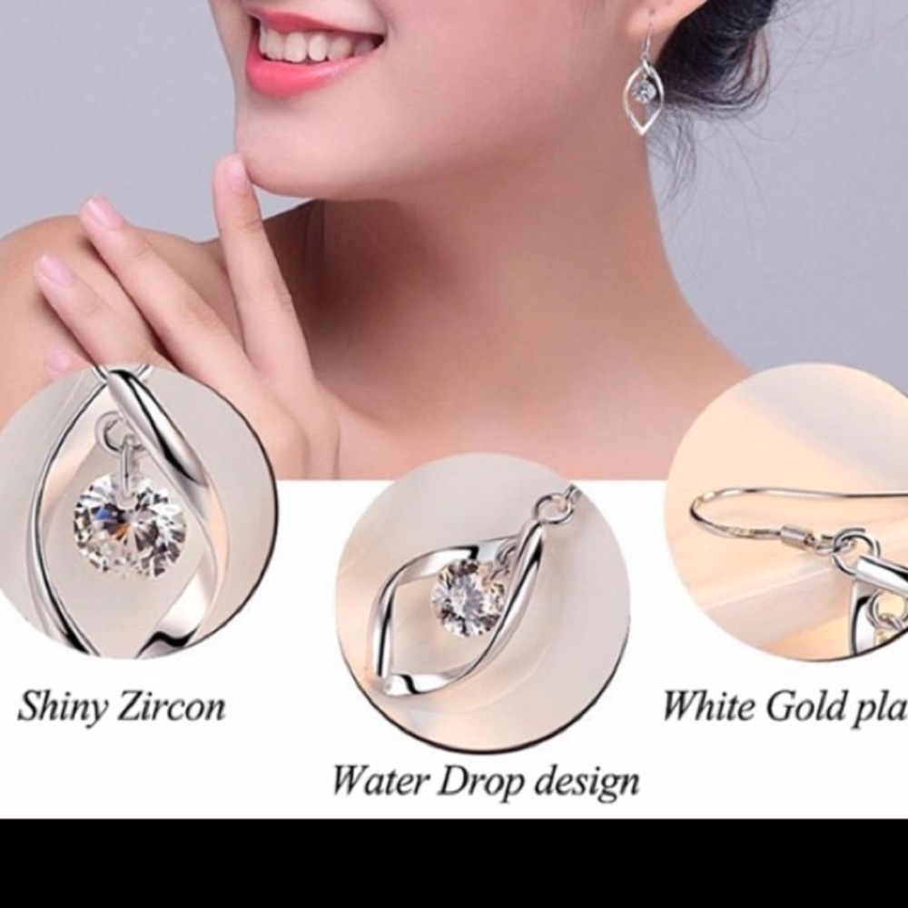 Sterling Silver twisted Cubic zirconia necklace - Picture 5 of 7